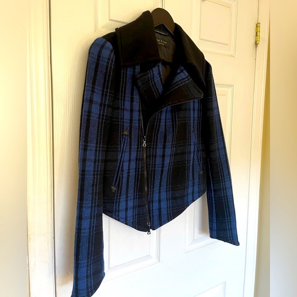 rag & bone NY Checkered Wool Bomber Coat Sz 2 - Picture 4 of 12